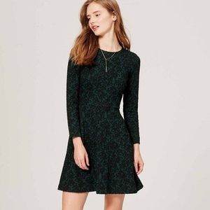 Loft jacquard green long-sleeved dress